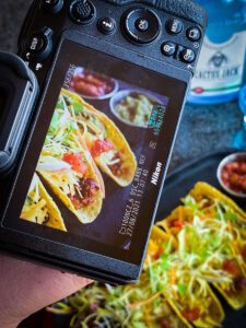 Beef Taco on the back of the camera screen